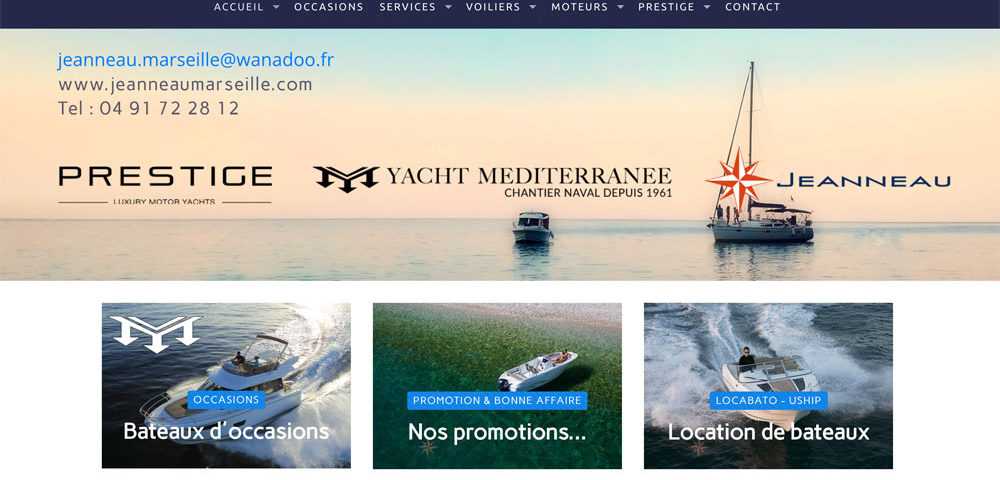 site internet yacht Méditerranée - concessionnaire Jeanneau à Marseille